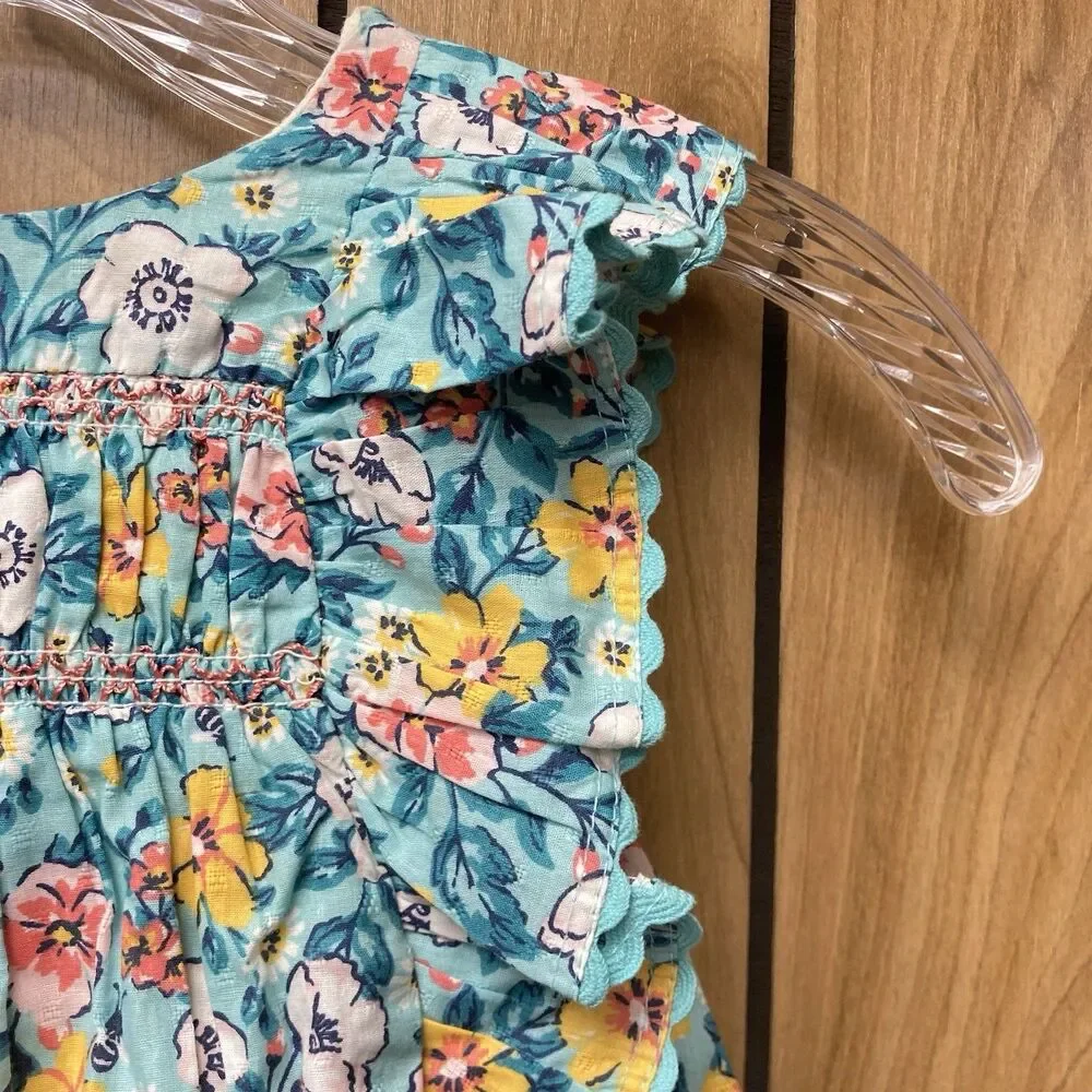 NWT TOMMY BAHAMA blue multicolor floral flutter sleeves baby girl dress 24M